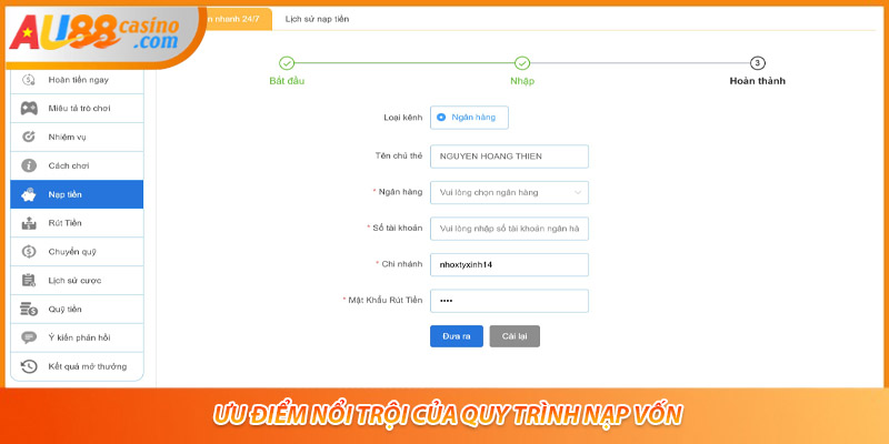 Ưu điểm nổi trội của quy trình nạp vốn